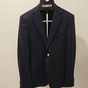 Z Zegna Dark Blue Blazer with Gold Button